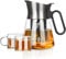 ZENS Glass Tea Infuser Teapot with 2 Cups, 680ML Small Loose Leaf Teapot with Stainless Steel Spout for Herbal Tea Diffusers, Design Oval Handle Clear Tea Infusers Pot for Tea Lovers Gifts