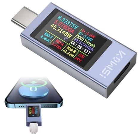 USB C Power Meter,240w Usb Tester,4-30v 0-12a Type-C Tester Power Meter,Power Voltage Current Tester,High-Definition Oled Color Display,Real-Time Charging Power Detection,Full Interface Compatibility