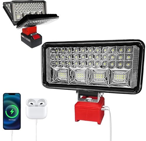 bycpower Akku Lampe für Einhell 18V PXC Power X-Change,90W 6800LM Kabellose Arbeitsleuchte,2 Modi LED Akku Strahler mit 2 USB-Aufladung,Tragbares Flutlicht für Baustelle,Camping,Autoreparaturen
