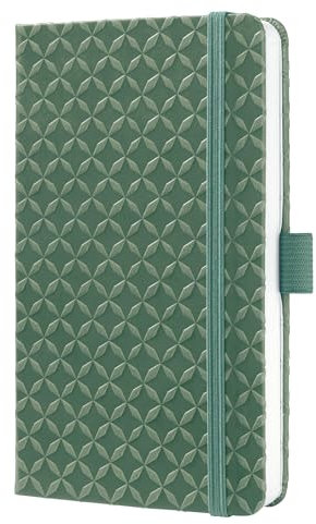 Sigel JN140 Notizbuch A6 liniert grün, Tagebuch Jolie, Hardcover, Gummiband, Stifteschlaufe, Einstecktasche, vegan, aus nachhaltigem Papier