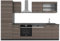 Vicco Küchenzeile R-Line, Küchenblock, Edelgrau/Anthrazit, 300 cm, AP Anthrazit