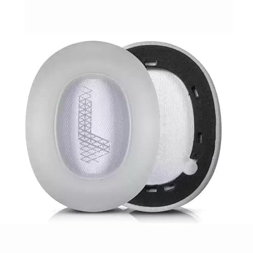 E65BTNC - Cuscinetti auricolari compatibili con cuffie JBL E65 E65BTNC / Duet NC/Live 650BTNC Live 660 BTNC, in morbida pelle proteica con memory foam, pelle grigia
