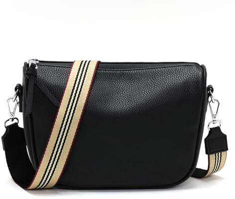 SOGYECS Umhängetasche Damen klein Crossbody Bag kleine Handtasche Damen Tasche Veganes Leder Schwarz Geschenke für Frauen
