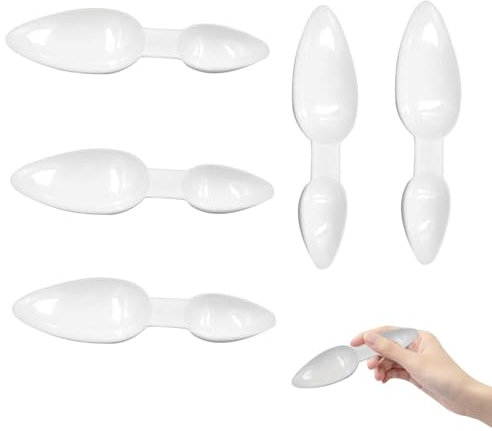 5 Pcs Medicine Measuring Spoons, 2.5ml/5ml Double-Sided Plastic Spoons, Reusable Spoonss for Medicine, Grain Powder, Milk Powder, Coffee, and Washing Powders, Durable and Lightweight (White)
