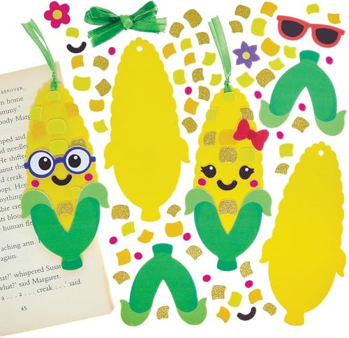 Baker Ross FN592 Sweetcorn Mix & Match Bookmark Kits – Pack of 6, Creative Autumn Craft Kits, Perfect for School and Home Activities