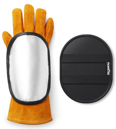 PAWBOSE Schweißhandschutz – Dreilagiger hitzebeständiger Handschuh mit verstellbarem Handgelenkschutz für MIG-, WIG- und Lichtbogenschweißen | Leicht und verbrennungssicher