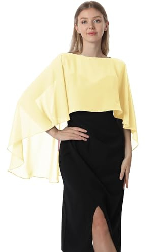 PGPBVLVGHM Capelets for Damen, Chiffon-Cape, Schals und Tücher for Abendkleider, Hochzeitsumhänge, Überwürfe(Yellow)