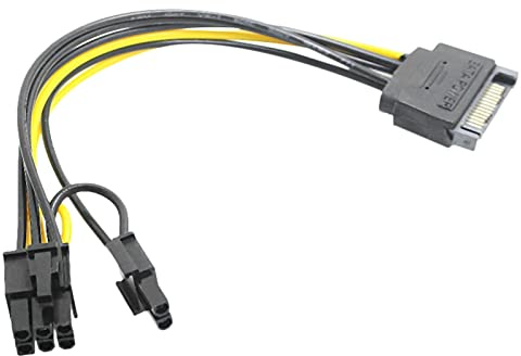 Lafeier Cable de alimentación SATA macho de 15 pines a 8 pines (6+2) PCI-E de 15 pines, 8 pines, 18 AWG para tarjeta gráfica (1 unidad)