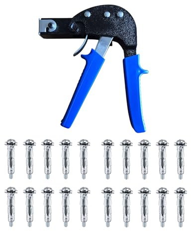 KnnX 28665 | Wall Anchor Setting Tool with 20 M4 x 38mm Fixings | Rapid Installation of M3 M4 M5 M6 Plasterboard Cavity Anchors