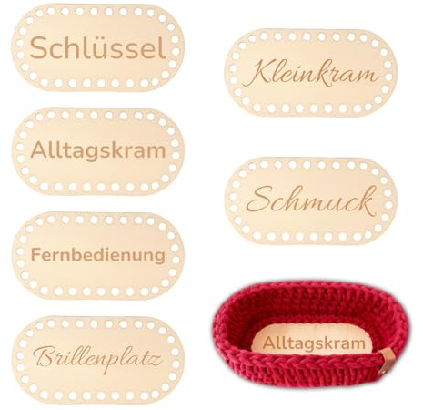 GROVBLE Set of 6 Wooden Base for Crochet Basket, korb flechten Set | Hochwertige Materialien für lange Haltbarkeit: Diese Holzböden für Häkelkörbe sind aus robustem, langlebigem Holz gefertigt.