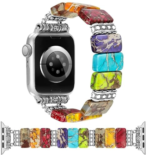Wigento Keramik Armband für Apple Watch 49mm 46mm 45mm 44mm Imperial Stone Ersatz Bunt