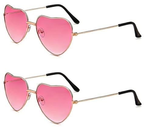 PagLfinz 2 Pack Herzförmige Party Sonnenbrille, Rosa Herz Partybrille, Lustige Herz Brille für Karneval & Geburtstag, 60er 70er 80er 90er Party