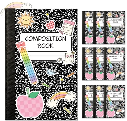 Whaline 30 Pcs Back to School Notepads Mini Notebook Composition Small Pocket Journal Memo Pads for First Day of School Student Party Supplies