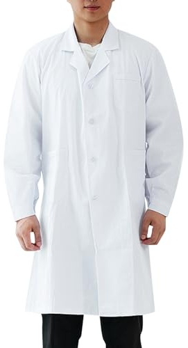 Générique Blouse Blanche Chimie Lycee Coton Homme Femme College Medicale Physique Chemisiers Et Blouses Chemise Manches Longues Avec Poche Et Bouton Respirante Et Confortable