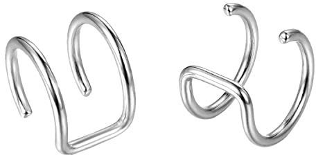 Flongo Ohrklemme ohne Loch Ohrringe Ohrstecker Ohrclip Fake Plug Fakeplugs Captive Ring Ohrpiercing Helix Cartilage Knorpel Piercing Silber Herren, Damen