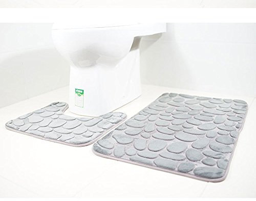 Paramount City Ensembles De Piédestal Et Tapis De Bain, Ensembles De Tapis De Salle De Bain Absorbants 2 Pièces Et Tapis De Piédestal De Toilette Antidérapants(Gris)