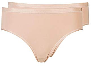 Huber Damen Be Mine Midi Slip 2er Pack Taillenslip, 2per Pack Beige (Nude 0719), 44 (Herstellergröße: 44)