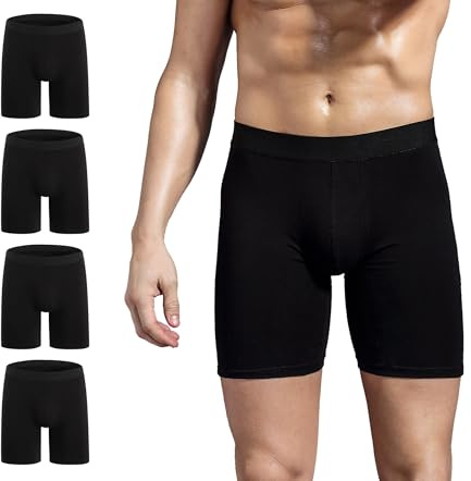 ZLYC Herren Lange Bein Baumwolle Boxershorts Unterwäsche, 3/4 Pack