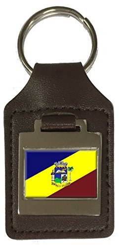Schlüsselanhänger aus Leder mit Gravur Paty Do Alferes City Rio De Janeiro Staatsflagge