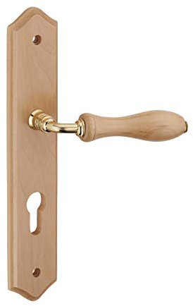 THIRARD - Ensemble de poignées pour porte d'entrée Themis trou de cylindre, carré 7mm, entr'axes 195mm, bois brut