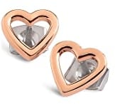 Boccia Ohrstecker in Herzform aus poliertem Reintitan, in der Farbe: Silber mit Roségold-plattierten Details, Maße: Länge: 8 mm, Breite: 8,5 mm, 05029-03