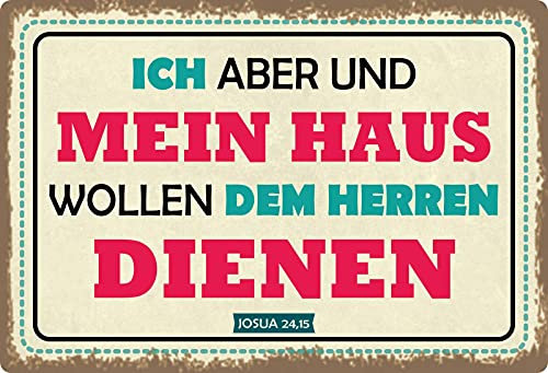 Blechschild 20x30cm gewölbt Ich aber und mein Haus Spruch Sprüche Deko Geschenk Schild