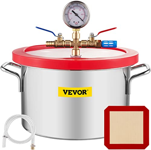 Mophorn Chambre à Vide 1,5 gallon, Pompe à Vide Climatisation avec Couvercle Acrylique, Chambre sous Vide pour Dégazer l'Uréthane Silicone Époxydes Remplissage de Moule