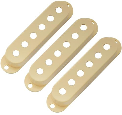 Musiclily Pro Kunststoff Gitarren Single Coil Tonabnehmer Abdeckungen Covers für USA/Mexico Strat, Creme(3er Set)