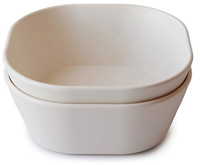 mushie Bol de vaisselle pour enfants | Ensemble de 2 vaisselle réutilisable | Sans BPA, passe au lave-vaisselle et au micro-ondes | Fabriqué au Danemark | Ivory