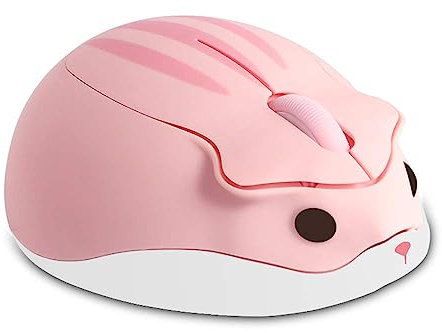 LIKE SHOW Wireless Cute Hamster Shaped Mouse - 1200 DPI, Quiet, Portable USB, Cordless Design for PC, Laptop, MacBook for Kids and Girls (Pink)