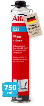 Alfa Winterschaum 750 ml Profi-Qualität Pistolenschaum PU Schaum Montageschaum Füll- & Dämmschaum für kalte Temperaturen (bis -8° verarbeitbar)