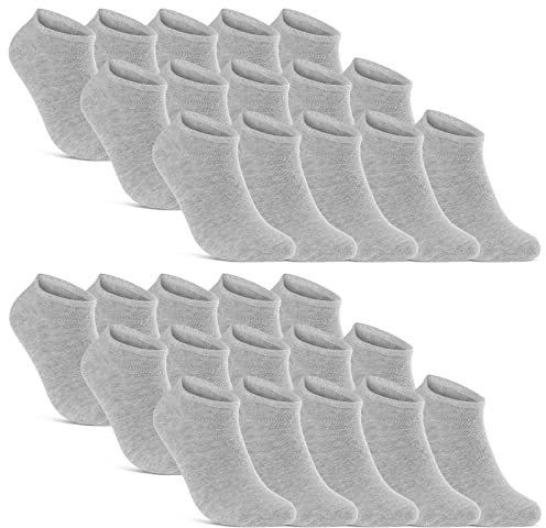 10 | 20 | 30 Paar Sneaker Socken Herren Damen Schwarz Weiß Grau Baumwolle 16900 (30x Grau 43-46)
