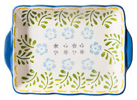 JTRHD Robust Roasting Tray Rectangular Ceramic Baking Tray Home Binaural Fruit Dish Breakfast Tray for Microwaves and Oven (Color : C2, Size : Free size)