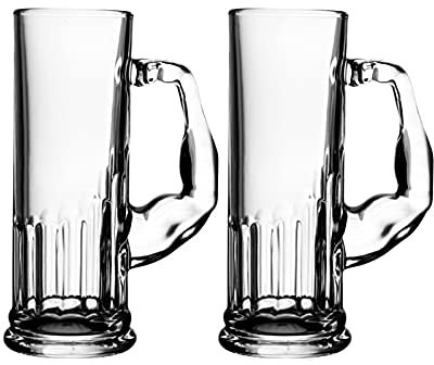 QINGGANGLING999 Vasos de Cerveza Taza de Cerveza de Cristal con Mango Grande 21 Oz Cerveza Tazas Gafas para Todas Las Bebidas Vidrio de Cerveza Reutilizable 2 Paquete Vasos Largos
