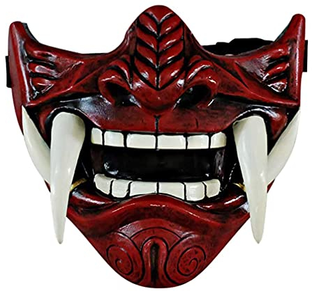 spier Halloween Maske - Japanische Samurai Prajna Maske, Dämon Samurai Halbmaske Cosplay Kostüm Requisiten