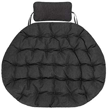 Bjird Hängesessel Kissen, Polster, Auflage für Polyrattan & Rattan Hängeschaukel, Sitzauflage für Hängekorb mit Rückenkissen - Schwarz Ökoleinen