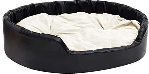vidaXL Hundebett Schwarz Beige 99x89x21cm Plüsch Kunstleder Hundesofa Hund
