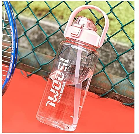 JGATW Bouteille Eau Bouteille d'eau en Plastique De 1500 Ml/50 Oz avec Échelle, Bouteilles d'eau De Sport De Grande Capacité en Plein Air Bouteilles De Motivation Gourde Reutilisable (Color : D-Pink)