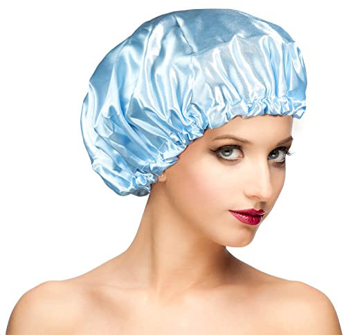 Gorros de ducha impermeables, gorro de ducha para mujer, pelo largo, rizado, pelo corto, ajustable, lavable, extra grande, gorro de ducha cómodo para ducha