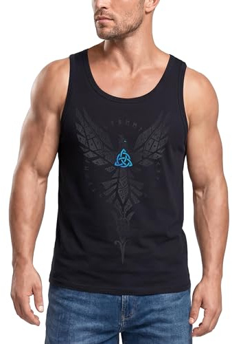Neverless® Herren Tank-Top Wikinger Kompass Fenriswolf Fenrir Vegvisir Wolf Asgard Valhalla Muskelshirt Muscle Shirt