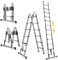 Telescopic Ladder 12.5FT(1.9m+1.9m) Multi-Purpose Industrial Ladder with EN131 Standard,Retractable Safety Loft Ladder A-Frame Folding Extendable Extension Ladder,with 150kg Max Capacity