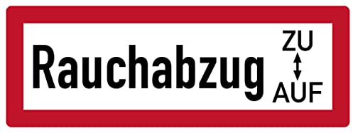 Aufkleber Hinweis „Rauchabzug zu auf“ Brandschutz Schild Folie selbstklebend ähnl. DIN 4066 | 297x105mm Made in Germany