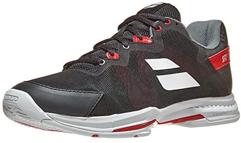 Babolat Men's SFX3 All Court Tennis Shoes, Black/Poppy Red (US Men's Size 12)
