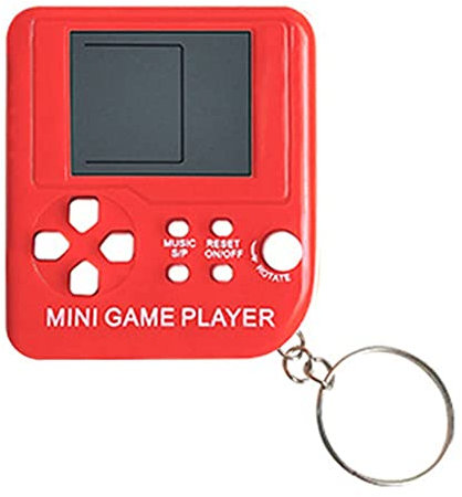 Mini Classic Games Player Keyring Retro Games Console Games with 26 Games Handheld Game Console Portable Mini Retro Game Player Decompression Toys for Video Game Fans (Red)
