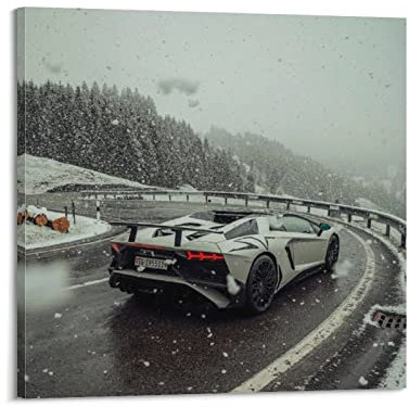 ISTI Rennwagen-Poster für Lamborghini Aventador Svj Sportwagen-Poster, dekoratives Gemälde, Leinwand, Wandposter und Kunstbild, modernes Familien-Schlafzimmer, Deko-Poster, 40 x 40 cm