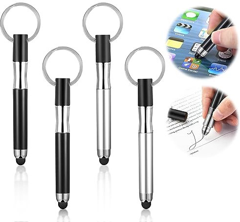 ertlutw 4 Pcs Mini Stylus Pens With Keyring Loop, 3-in-1 Accessory, Phone Dabbers True Utility Key Pen, Touch Screen Stylus Pen for Touchscreen Devices