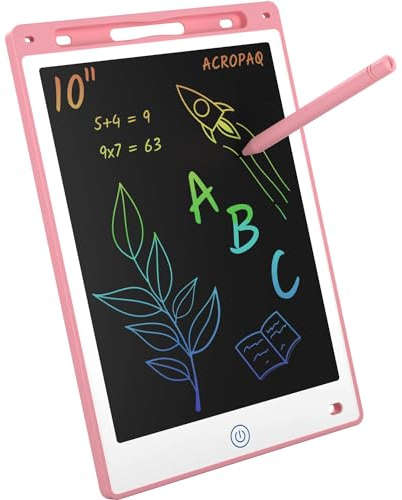 ACROPAQ Tableta Gráfica LCD-Potencie su Creatividad con la Tableta Gráfica LCD Rosa 10 Pulgadas-Tablero de Dibujo Electrónico Portátil con Pantalla a Color y Ranura de Memoria|Ideal para Niños
