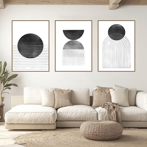 UGZDEA Abstrakt Leinwand Poster 3er Set, Moderne Geometrie Formen Leinwand Bilder Wohnzimmer Schlafzimmer Deko Bild-Ohne Rahmen(G,3x30x40cm)