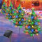 4 Set Solar Christmas Tree for Outdoor Garden Christmas Decoration Solar Pathway Stake Lights with 80 C6 Multicolor Strawberry String Lights Waterproof Xmas Tree for Yard Outside