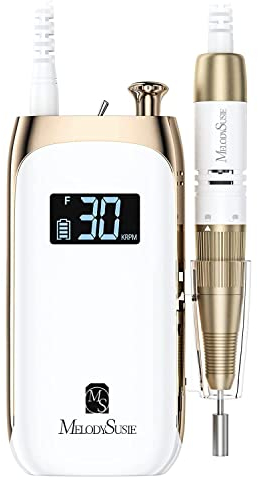 MelodySusie Ponceuse pour Ongles Professionnelle, SC320C Lime à Ongles Electrique Portable Sans fil Rechargeable pour Manucure Pédicure Puissante, Avec 6 Embouts Ponçage pour Salon/Maison